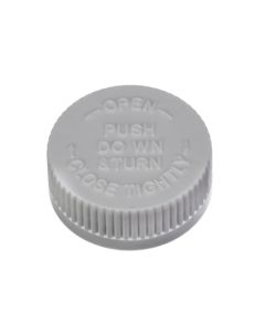 White Child Resistant Polypropylene Lined Screw Cap – 38 mm
