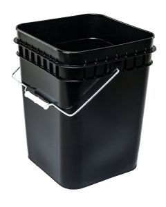 4 Gallon Square Plastic Pail - Black