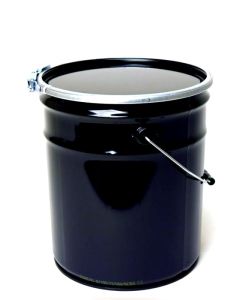 5 Gallon Steel Pail With Plain Lever Lock Cover - Black