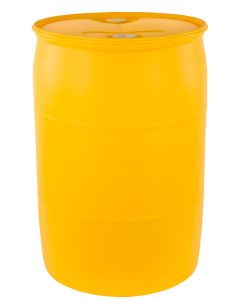 55 Gallon Plastic Drum, Closed Head, UN Rated, Fittings - Yellow