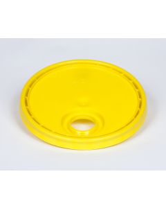 Plain Plastic Pail Lid with Screw Cap Opening - Yellow