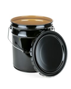 5 Gallon Steel Pail Epoxy LIned and Plain Lug Cover - Black