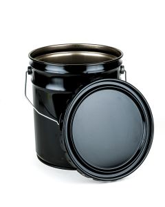 5 Gallon Open Head Steel Pail and Lug Cover - Black