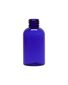 2 oz Cobalt Blue PET Boston Round bottle with 20-410 neck finish