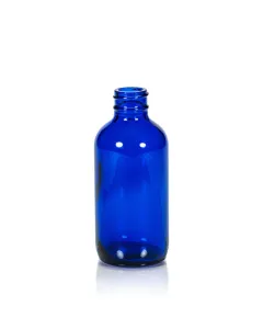 4 oz Blue Glass Boston Round, 24-400