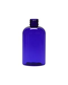 4 oz Blue PET Boston Round Bottle with 20-410 neck finish
