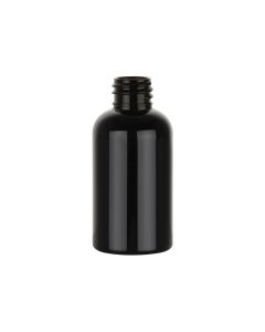 8 oz Black PET Boston Round Bottle with a 24-410 neck finish
