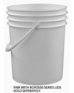 White plastic 5 gallon pail with plastic handle