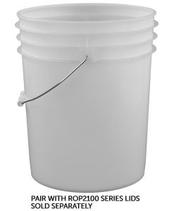 RightPail ™ 5 Gallon Open Head Plastic Bucket with Metal Handle – Natural