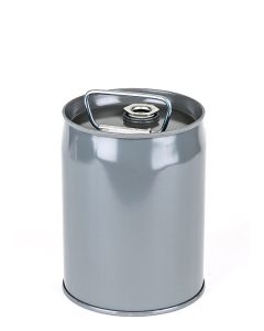 1 Gallon Closed Head Steel Pail with 3/4 Inch Plug - Gray