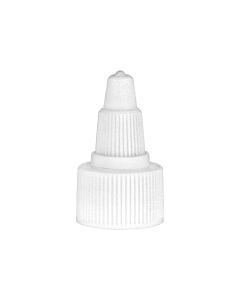 20-410 White Twist Open Dispensing Cap with Natural Tip, Unlined