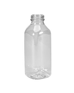 16 oz PET Clear Square Beverage Bottle with 38 mm Neck Finish