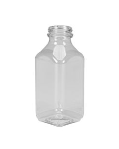 12 oz PET Clear Square Beverage Bottle with 38 mm Neck Finish