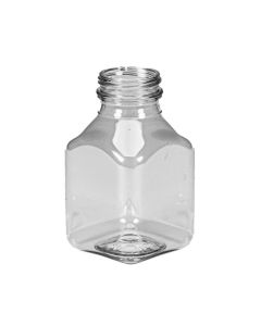 8 oz PET Clear Square Beverage Bottle with 38 mm Neck Finish