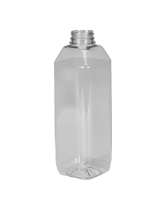 32 oz PET Clear Square Beverage Bottle with 38 mm Neck Finish