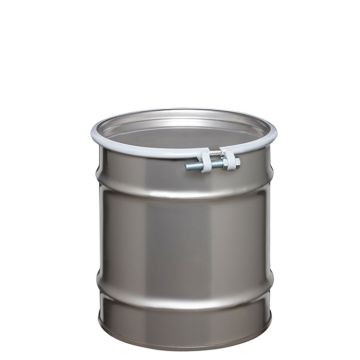 10 Gallon Open Head Stainless Steel Drum, UN Rated, Bolt Ring