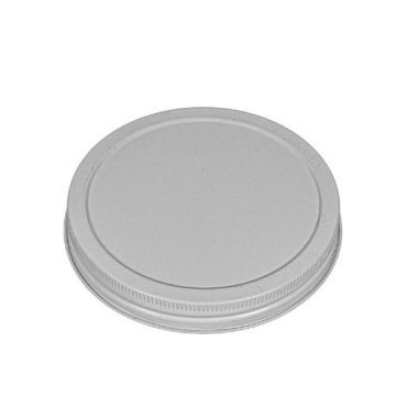 110-400 White Metal Continuous Thread Canning Lid - Plastisol Liner
