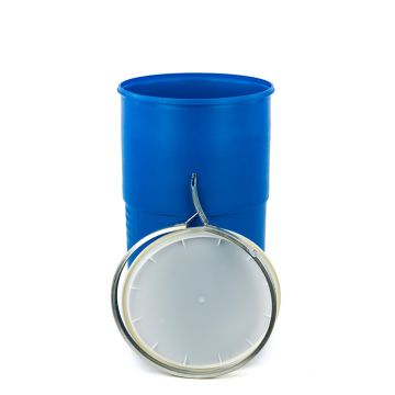 15 Gallon Plastic Drum, Open Head, UN Rated, Lever - Blue