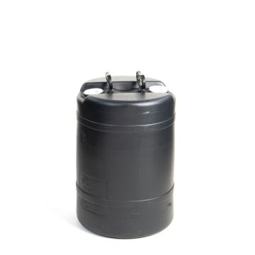 15 Gallon Poly Drum, Tight Head, 2 Handles, UN Rated, Black