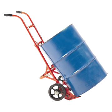 2-Wheel Self-Standing Drum Truck, Mold-On Rubber Wheels