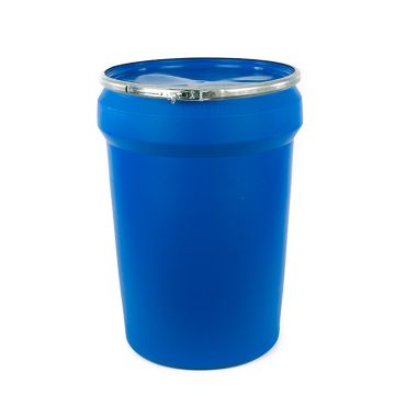 30 Gallon Plastic Drum, Tapered, Open Head, UN Rated, Lever Lock Ring - Blue