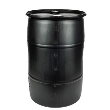 30 Gallon Closed Head Plastic Drum, UN Rated, Fittings - Black