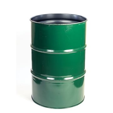 Reconditioned 30 Gallon Steel Drum, Open Head, Unlined, No Ring or Cover, Green