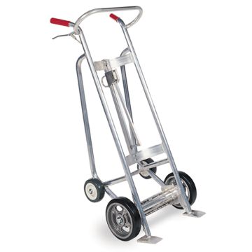 4 Wheel Plastic Drum Truck With Brakes - Aluminum Frame - Solid Rubber Wheels