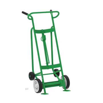 4 Wheel Plastic Drum Truck With Brakes - Steel Frame - Solid Rubber Wheels