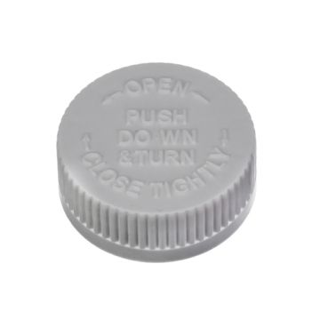 White Child Resistant Polypropylene Lined Screw Cap – 38 mm
