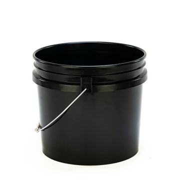 3.5 Gallon Open Head Plastic Pail -  Black