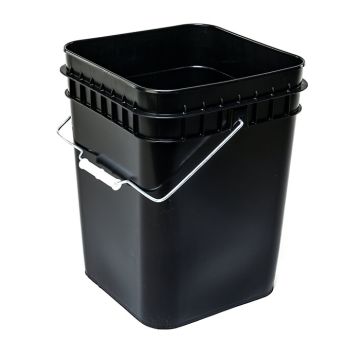 4 Gallon Square Plastic Pail - Black