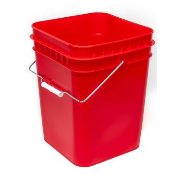 4 Gallon Square Plastic Pail - Red