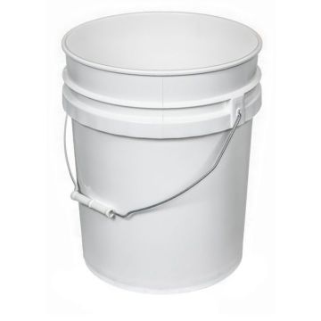 5 Gallon Open Head Plastic Pail - White 100 mil