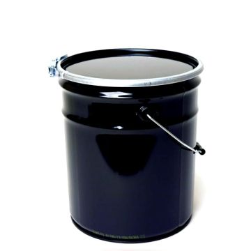5 Gallon Steel Pail With Plain Lever Lock Cover - Black