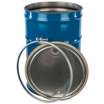 Reconditioned 55 gallon steel drum, open head with fittings