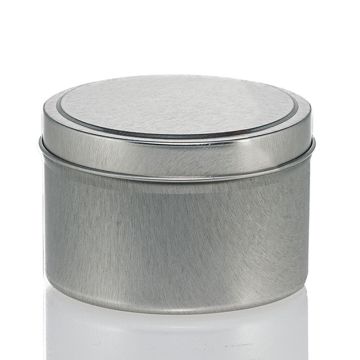 8 oz Silver Metal Candle Tin