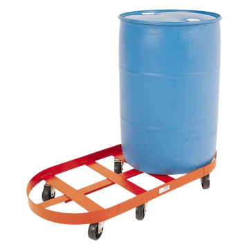 55 Gallon Orange Steel Double Drum Dolly, Polyolefin Wheels - 1800 lb. Capacity