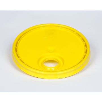 Plain Plastic Pail Lid with Screw Cap Opening - Yellow