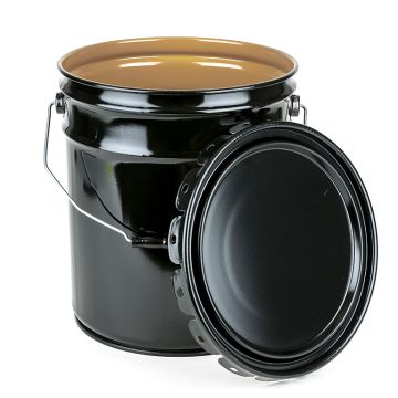 5 Gallon Steel Pail Epoxy LIned and Plain Lug Cover - Black