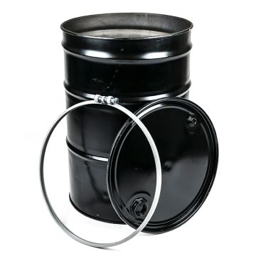 55 Gallon Open Head Steel Drum with Rust Inhibitor and Fittings, Reconditioned