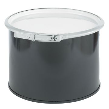 5 Gallon UN Rated Steel Drum with Plain White Cover and Quick Lever