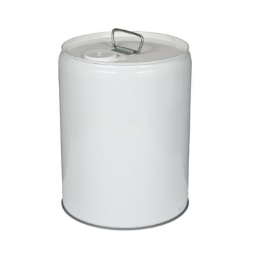 20 Liter (5.3 gal.) Closed Head Steel Pail - White