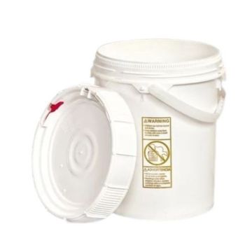 5 gallon nestable pail with salvage label