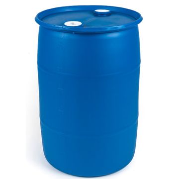 55 Gallon Plastic Drum, Tight Head, UN Rated, Fittings - Blue