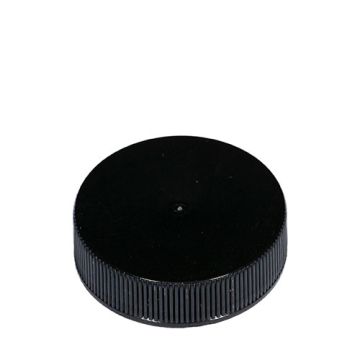 38-400 Black PP Ribbed Smooth Top Continuous Thread Cap - Foam Liner