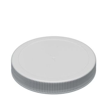 89-400 White PP Ribbed Stipple Top Continuous Thread Cap - Foam Liner