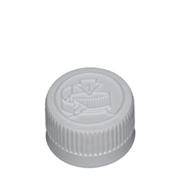 28-400 White PP Child-Resistant Pictorial Screw Cap - Foam Liner