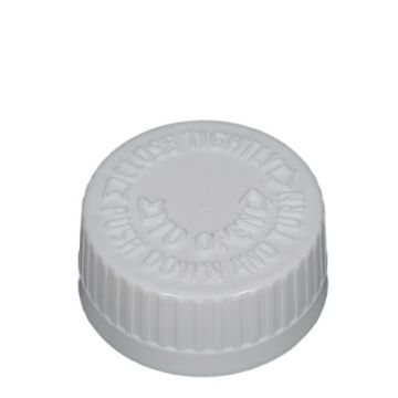 38-400 White PP Child-Resistant Vented Screw Cap - Foam Liner