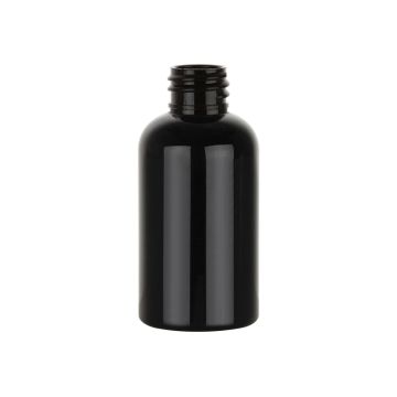 2 oz Black PET Boston Round Bottle with 20-410 neck finish